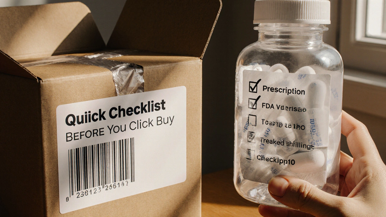 Opened box showing generic Abilify pills next to a checklist of safety steps.