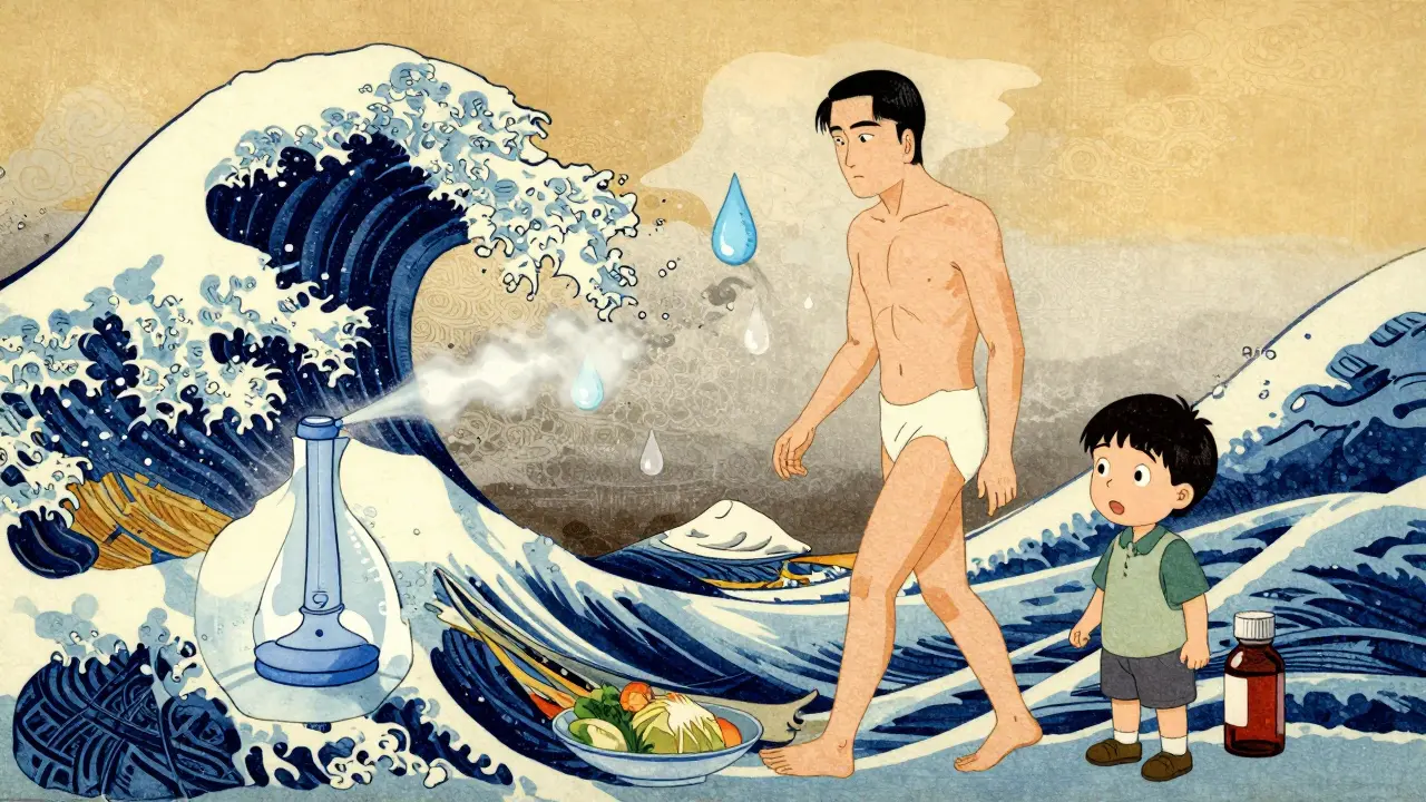 Patient managing condition with humidifier, medications, and healthier lifestyle