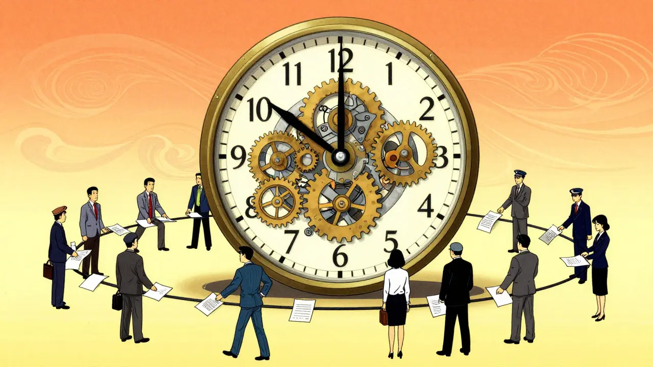 Clock and figures illustrating urgent reporting timelines