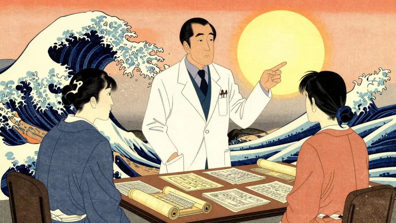 Doctor and patient reviewing medical documents with hopeful outlook