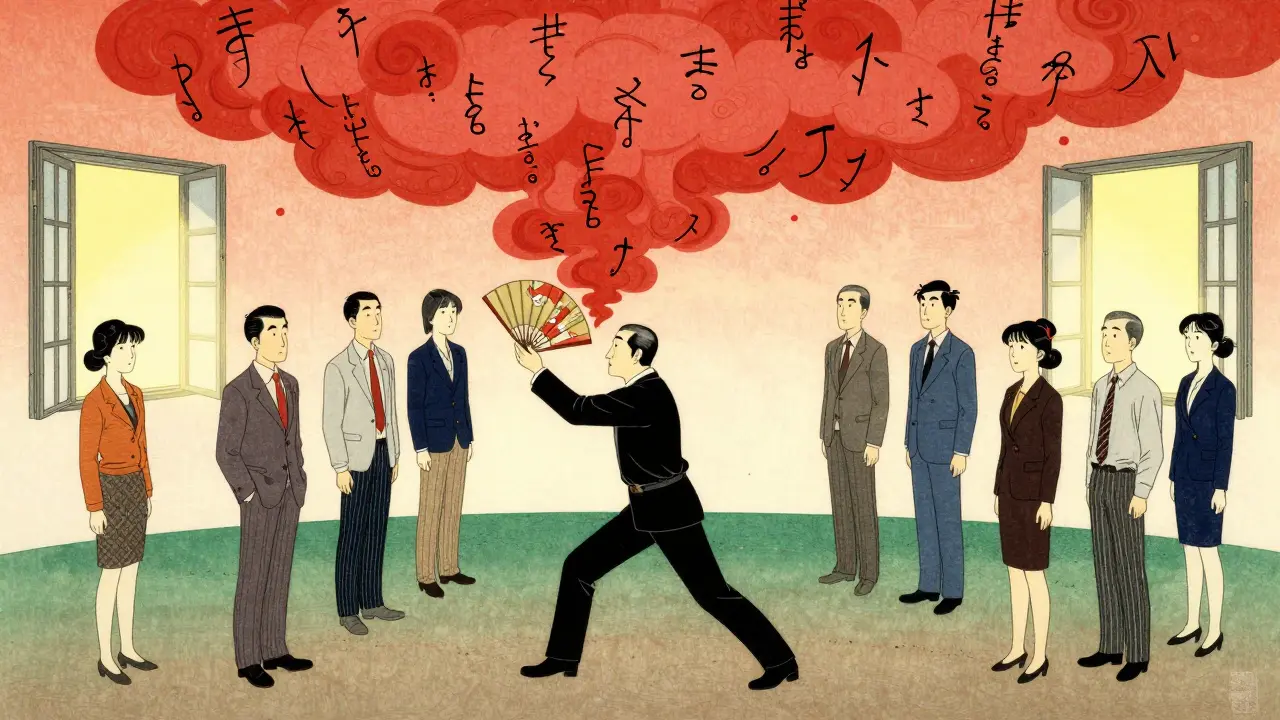 Manager balancing team workload with traditional fan art