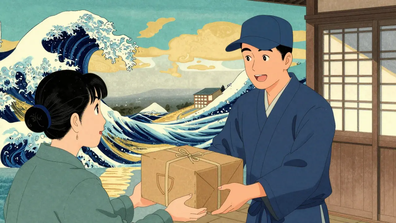 Courier delivering sealed medication package to patient