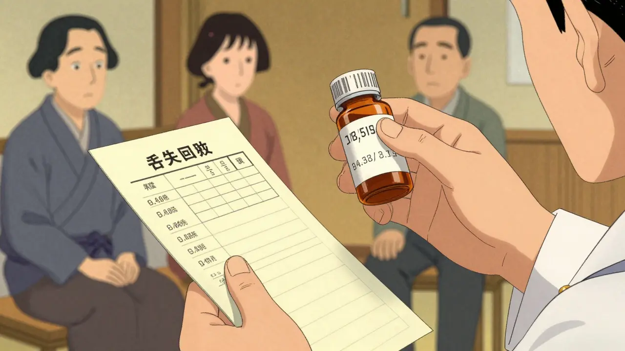 Pharmacist carefully verifying medication lot numbers against a checklist