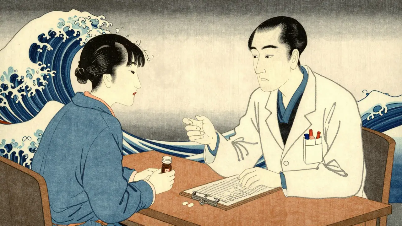 Doctor and patient discussing medication risks during a consultation in a calm setting
