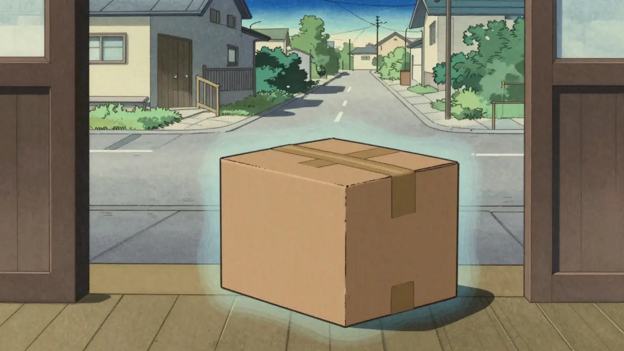Plain brown delivery box on porch representing discreet shipping